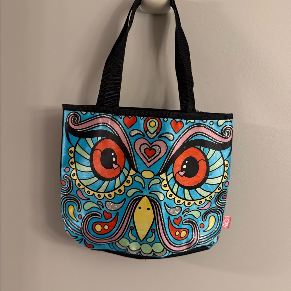 Color Me Mine Owl Reusable Tote Bag — Bright Cartoon Print